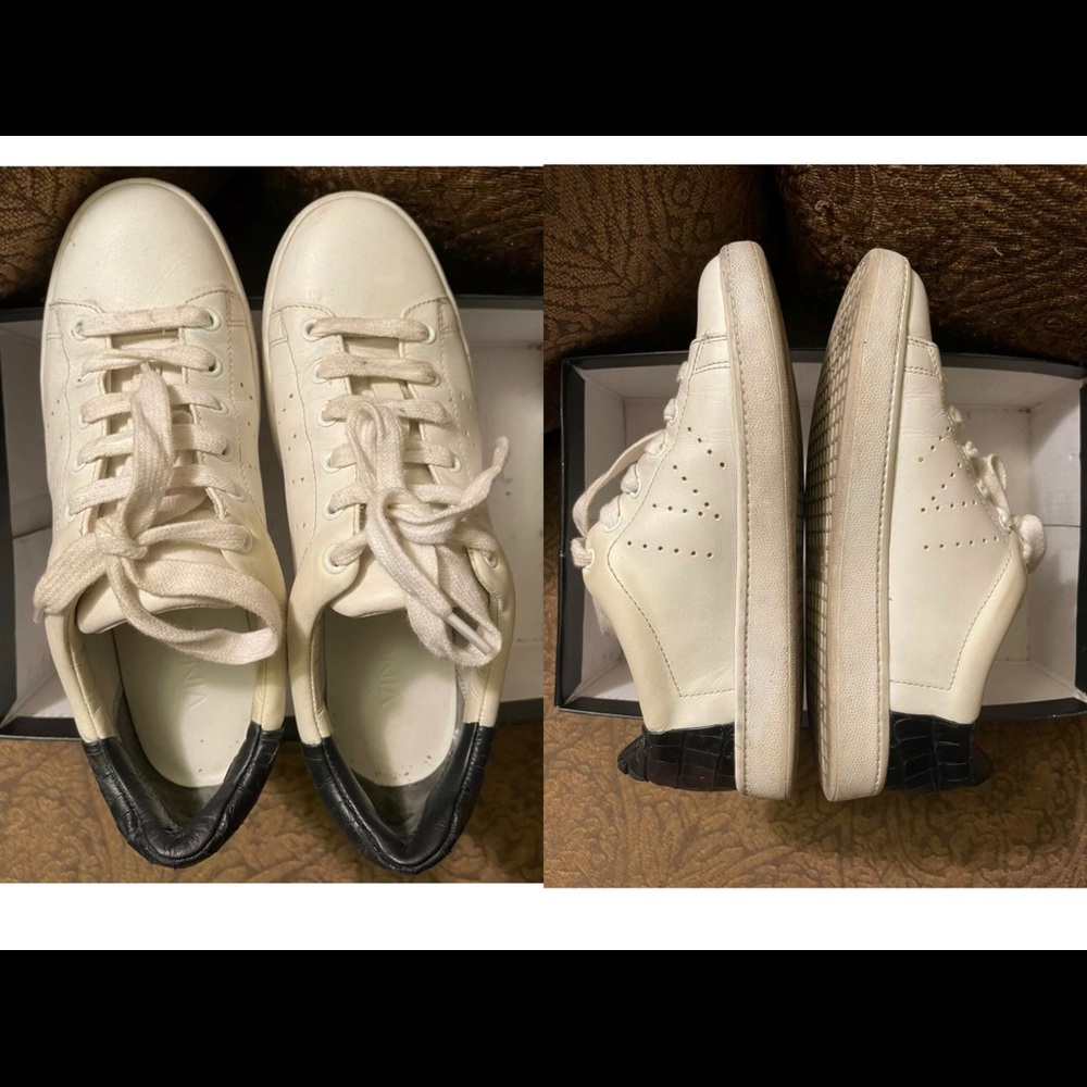 VINCE LEATHER WHITE / BLACK LACE UP SNEAKERS US 5M - Picture 8 of 8